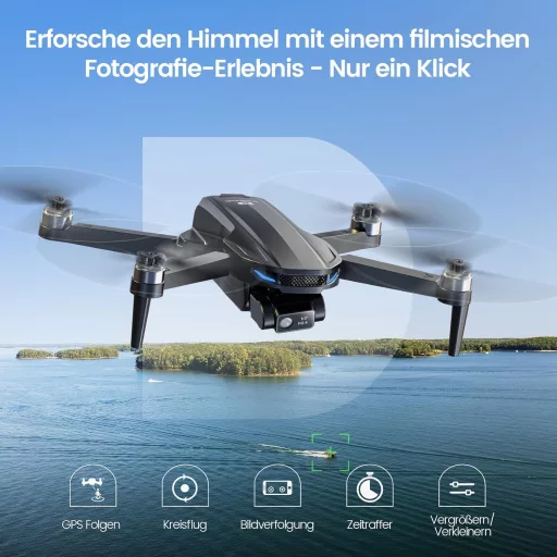 Dronă pliabilă DEERC D10 cu cameră 2K HD - Video live FPV, Control prin gesturi, Mod selfie, Menținere altitudine, Pentru începători, cu 2 Baterii și H