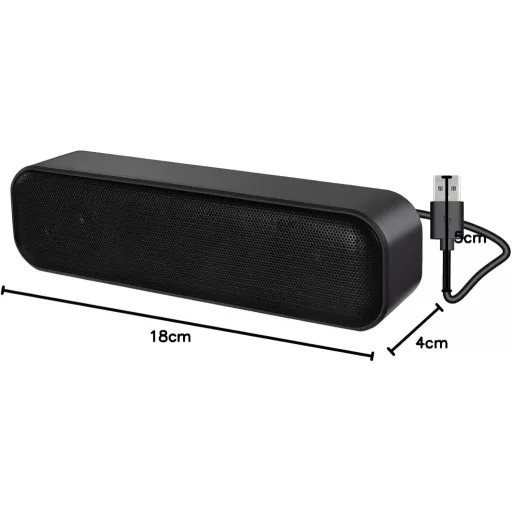 ADELGO SoundBar Mini USB Reproduktor pre PC, notebook - 5W Stereo Zvuk, Plug and Play Pripojenie, Kompaktná Veľkosť, Univerzálna Kompatibilita