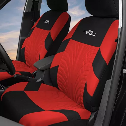 Set Universal Huse Auto AUTOYOUTH - Roșu, Set Complet pentru Scaune, Poliester Respirabil, Banchetă Spate Rabatabilă, Lavabile