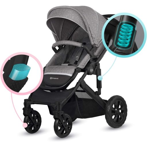 Kinderkraft Prime Lite 3az1-ben Kombinált Babakocsi Szürke