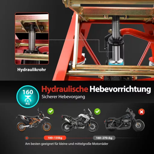VIVOHOME motorkerékpár emelő 160 kg-ig, 34-85 cm magasságig állítható