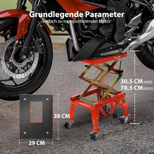 VIVOHOME motorkerékpár emelő 160 kg-ig, 34-85 cm magasságig állítható
