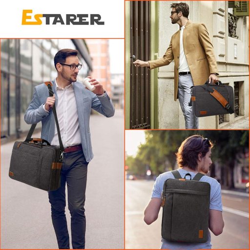 Estarer Laptop Táska 17.3 Colos Szürke Vászon Munka Egyetem Hordozható