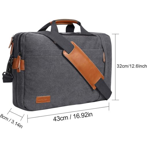 Estarer Laptop Táska 17.3 Colos Szürke Vászon Munka Egyetem Hordozható