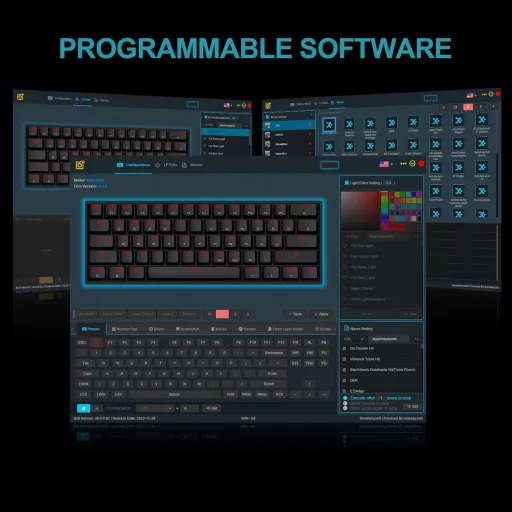 EPOMAKER GK61 61 gombos mechanikus billentyűzet RGB háttérvilágítással, vízálló IP68
