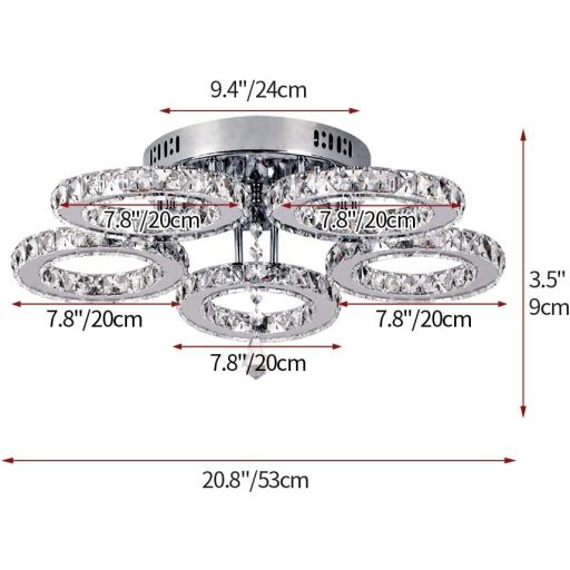 Krištáľový LED stropný luster VETRULUS z nehrdzavejúcej ocele, moderný dizajn