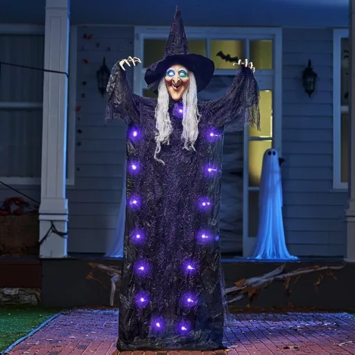 JOYIN Decor de Halloween Vrăjitoare Animată Vorbitoare, 180cm, cu Ochi Luminoși și Activare Vocală