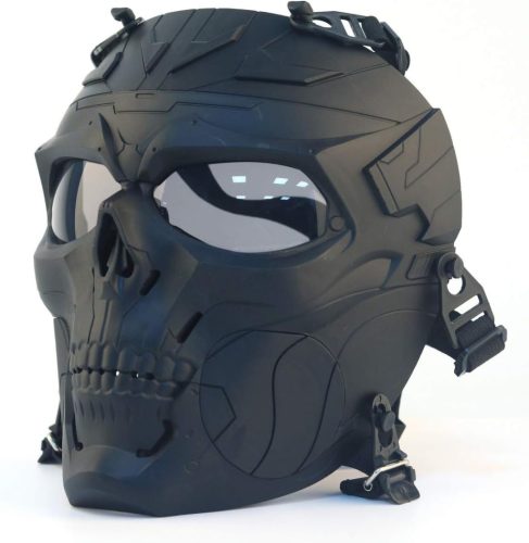 WISEONUS Airsoft Taktikai Koponya Maszk - Teljes Arcvédő Szürke Lencsével, Paintball, Vadászat, CS Játék és Halloween Jelmezhez - Ütésálló T