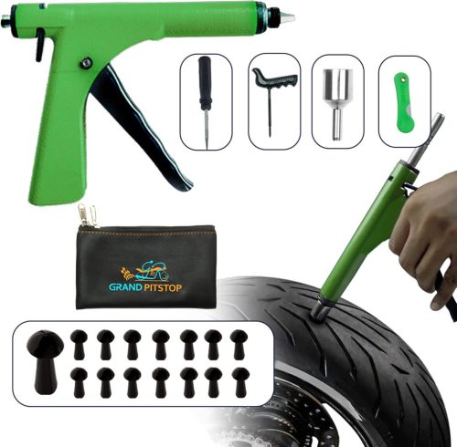 GRAND PITSTOP Kit de reparare pană pentru anvelope tubeless - Set de scule cu 15 benzi de etanșare pentru mașină, motocicletă, scuter