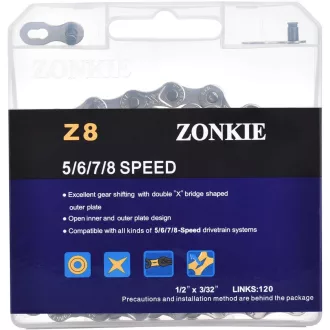   Lanț de bicicletă ZONKIE pentru 5/6/7/8 viteze, 120 de zale