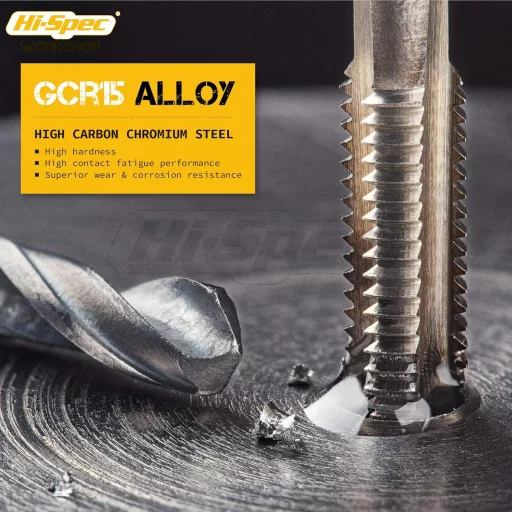 Set de tarozi și filiere metrice Hi-Spec M3-M12, 20 de piese, din oțel aliat, set de scule manuale pentru metal.