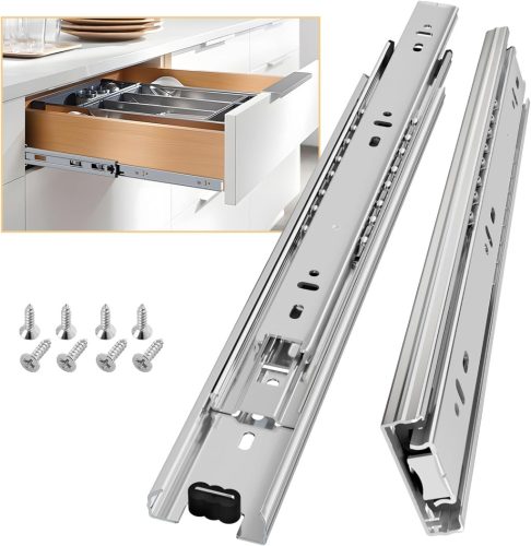 AOLISHENG Teljes Kihúzású Fiókcsúszó 300 mm - Golyóscsapágyas Sínrendszer, 45 kg Teherbírás, Oldalsó Rögzítés, Ezüst Acél, 1 Pár