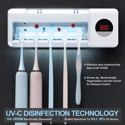 Sterilizator UV pentru periuțe de dinți DSHOW, montabil pe perete, 2000 mAh, alb