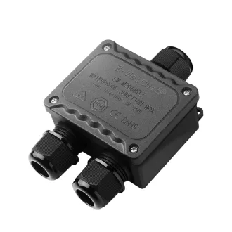   Cutie de joncțiune impermeabilă BLFDE IP68 - Cutie de distribuție exterioară din plastic negru cu fixare prin șuruburi, 12,28 x 8,23 x 4,24 cm