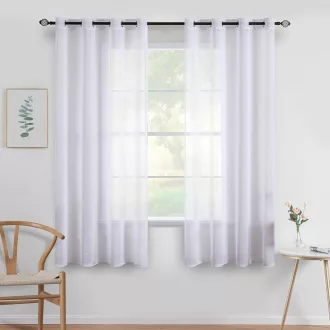   MIULEE Voile függöny szövetgyűrűvel, fehér, 140x160 cm, 2 darab