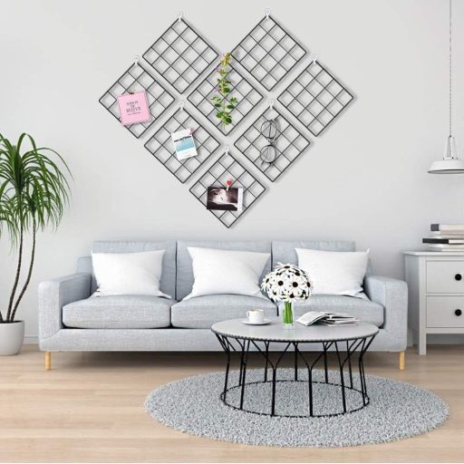 Fali dekoráció fotórács, 20 x 20 cm -fekete- stílusos és multifunkcionális fotófal