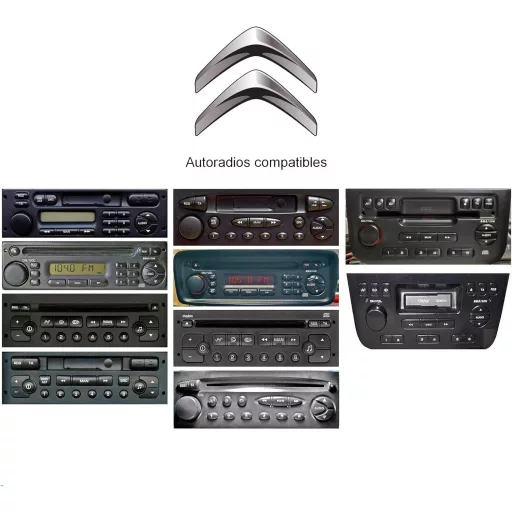 Interfață Bluetooth ELEC-AUTO - Adaptor USB MP3 AUX pentru mașini Peugeot și Citroen cu mufă ISO | Handsfree | Încărcător | Mufă Jack |