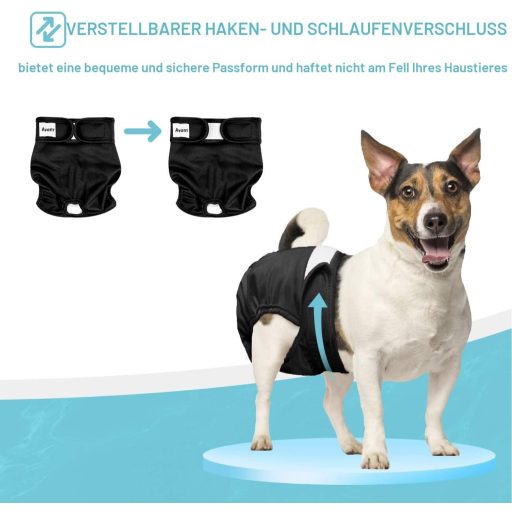 Avont 3 db Újrahasználható Kutyapelenka Szuka Inkontinencia Nadrág Fekete