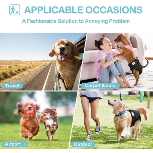 Avont 3 db Újrahasználható Kutyapelenka Szuka Inkontinencia Nadrág Fekete