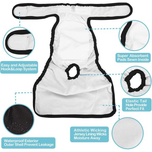 Avont 3 db Újrahasználható Kutyapelenka Szuka Inkontinencia Nadrág Fekete