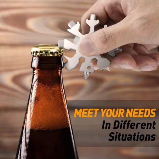 Multitool fulg de zăpadă 18-în-1 Hinshark - Instrument de buzunar din oțel inoxidabil cu breloc, șurubelniță, foarfecă și fluier