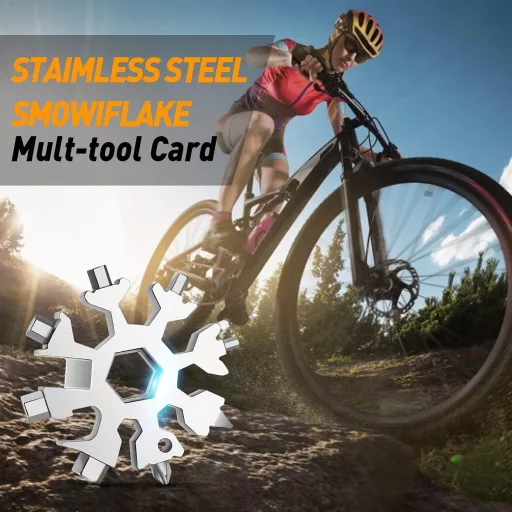 Multitool fulg de zăpadă 18-în-1 Hinshark - Instrument de buzunar din oțel inoxidabil cu breloc, șurubelniță, foarfecă și fluier