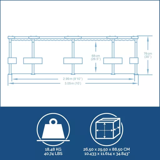 Bestway Steel Pro MAX 305x76 cm kerek medence szürke, szivattyú nélkül - Single