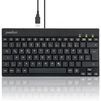   Tastatură Mini USB cu fir Perixx PERIBOARD-326BDE cu iluminare de fundal albă