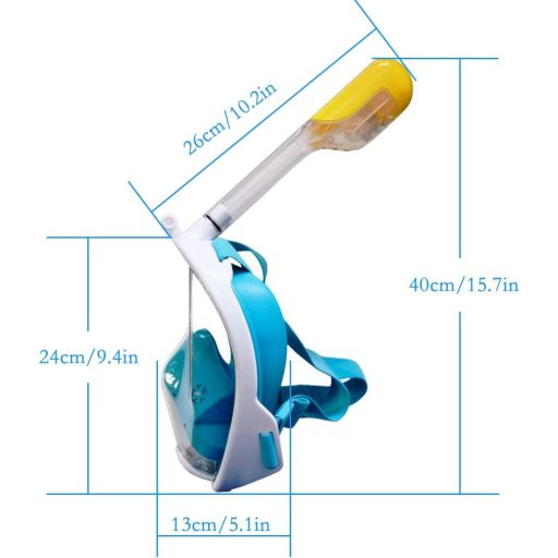 Flyboo Maska za ronjenje - 180° panoramska maska za cijelo lice s disalicom, protiv zamagljivanja, za ronjenje, plivanje, kaljeno staklo, kompatibilna sa sportskom kamerom, plava, veličina XS