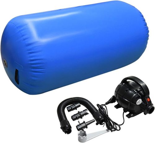 Home U Felfújható Léghengerű Tornaszőnyeg - Kék PVC Jóga és Gimnasztikai Légpárna Pumpával, 120x90 cm - Fitness és Testformáló Edzésekhez