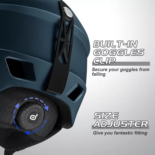 Odoland Sí Sisak és Szemüveg Szett - Kék Unisex Snowboard Védőfelszerelés UV400 Védelemmel, Szélálló, Könnyű PC Anyagból, S Méret