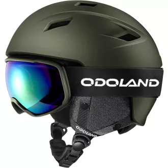   Set Cască și Ochelari de Schi Odoland - Albastru Unisex Echipament de Protecție Snowboard cu Protecție UV400, Rezistent la Vânt, Policarbonat Ușor, Mărimea S