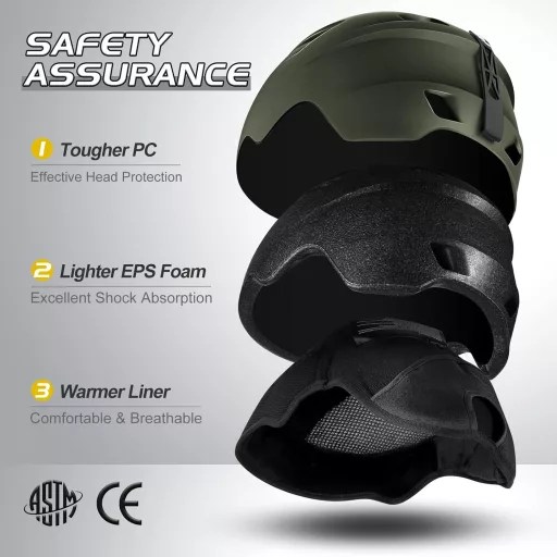 Set Cască și Ochelari de Schi Odoland - Albastru Unisex Echipament de Protecție Snowboard cu Protecție UV400, Rezistent la Vânt, Policarbonat Ușor, Mărimea S