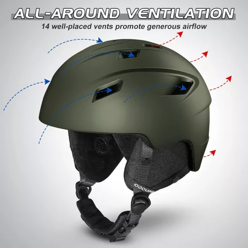 Set Cască și Ochelari de Schi Odoland - Albastru Unisex Echipament de Protecție Snowboard cu Protecție UV400, Rezistent la Vânt, Policarbonat Ușor, Mărimea S