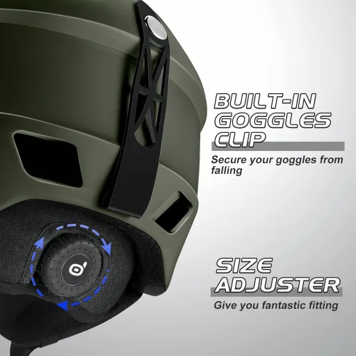 Set Cască și Ochelari de Schi Odoland - Albastru Unisex Echipament de Protecție Snowboard cu Protecție UV400, Rezistent la Vânt, Policarbonat Ușor, Mărimea S