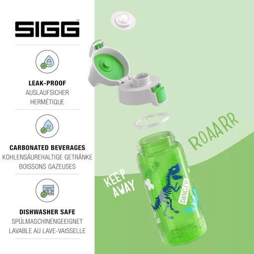 Sticlă pentru copii SIGG Viva One 0,5L, etanșă, fără aerisire, lavabilă în mașina de spălat vase - 1 Jurassica, 1 Classic