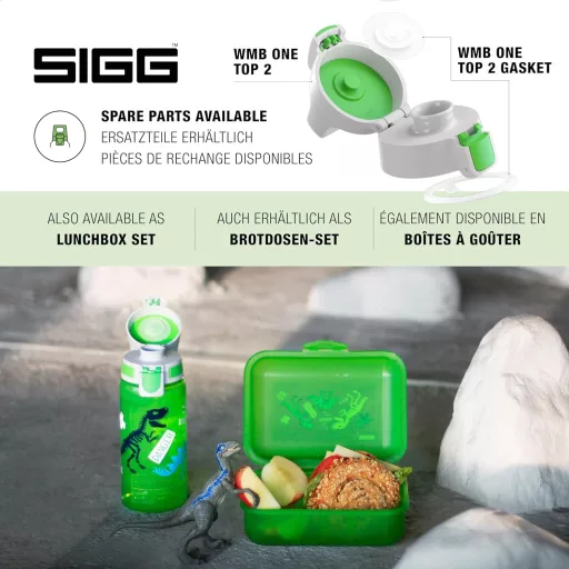 Sticlă pentru copii SIGG Viva One 0,5L, etanșă, fără aerisire, lavabilă în mașina de spălat vase - 1 Jurassica, 1 Classic