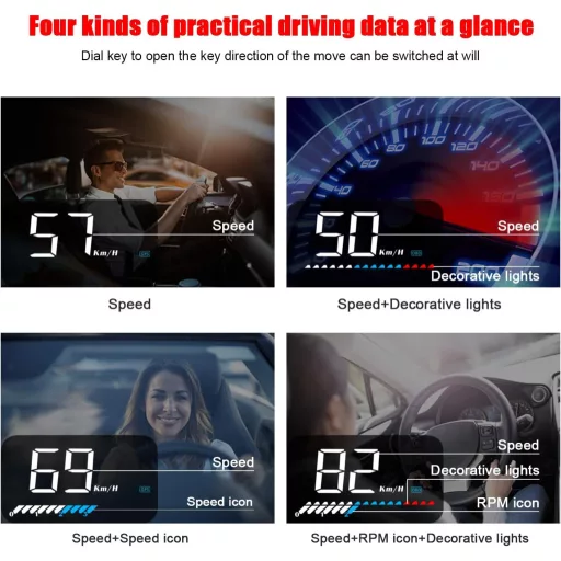 Afișaj Head Up Display iKiKin 3.5" OBD2 GPS pentru mașină cu vitezometru și termometru