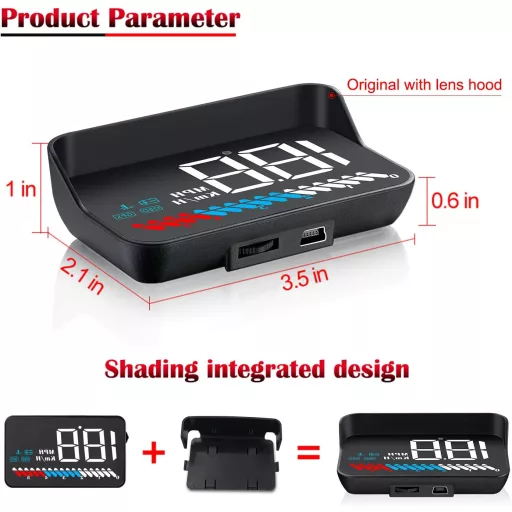 Afișaj Head Up Display iKiKin 3.5" OBD2 GPS pentru mașină cu vitezometru și termometru