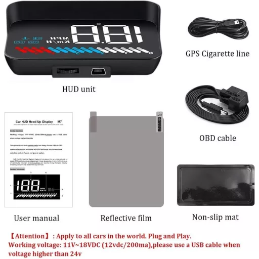 Afișaj Head Up Display iKiKin 3.5" OBD2 GPS pentru mașină cu vitezometru și termometru