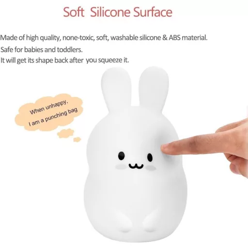 Glinrui nyúl éjszakai lámpa 9 szín USB töltős asztali lámpa gyerekszobához időzítővel