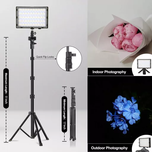 EMART RGB LED Videó Lámpa Szett - 5500K Állítható Fényerő, USB, Tripod Állvánnyal, Streaming, YouTube, Fotó Stúdió Világítás