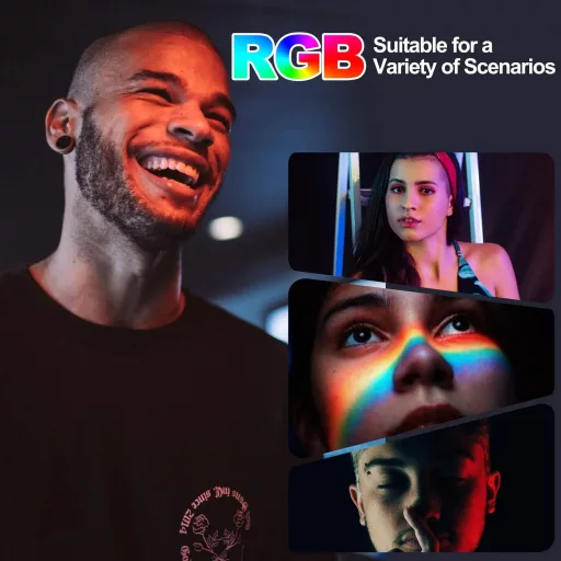EMART RGB LED Videó Lámpa Szett - 5500K Állítható Fényerő, USB, Tripod Állvánnyal, Streaming, YouTube, Fotó Stúdió Világítás