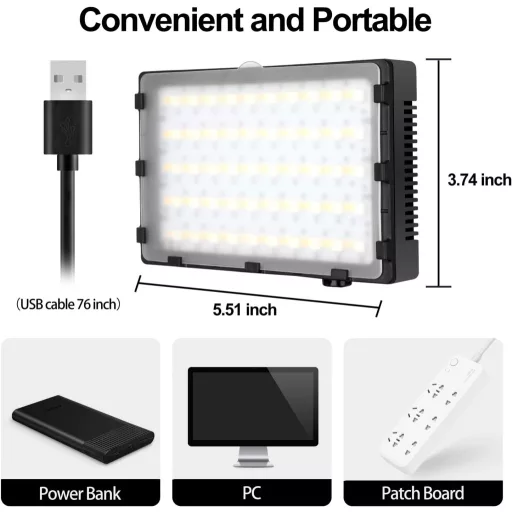 Set Lămpi Video LED RGB EMART - 5500K Intensitate Reglabilă, USB, cu Trepied, pentru Streaming, YouTube, Studio Foto