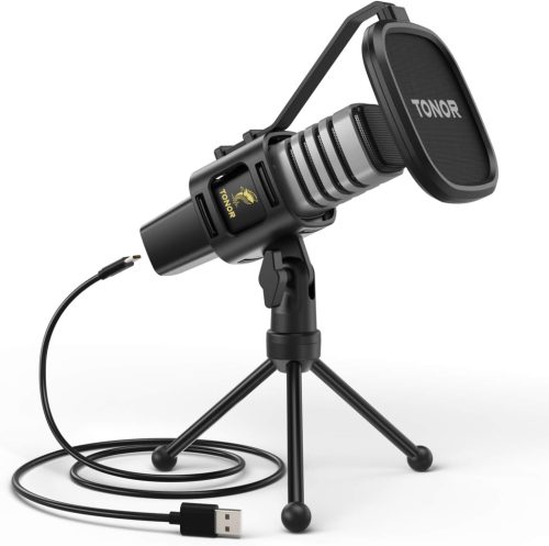 Microfon condensator USB TONOR TC30 cu stativ și filtru pop - Pentru streaming și înregistrări podcast