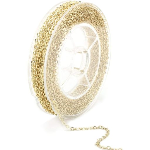 ALEXCRAFT 10 méter aranyozott nyakláncláncz ékszerkészítéshez 50 karikával és 20 homárrákkal