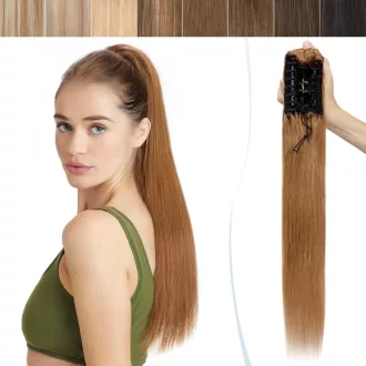   SEGO Valódi Hajból Készült Lófarok Kiterjesztés Clip-In 35cm Világosbarna #6 105g