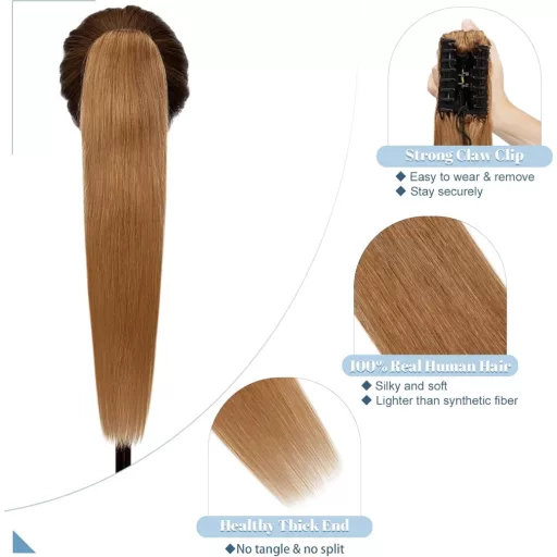 SEGO Clip-In nadpájaný cop z pravých vlasov 35 cm svetlohnedý #6 105 g