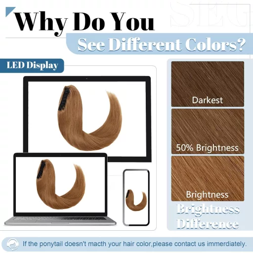 SEGO Valódi Hajból Készült Lófarok Kiterjesztés Clip-In 35cm Világosbarna #6 105g