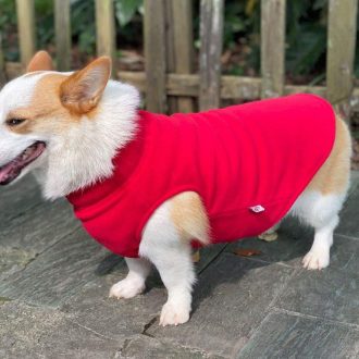   Kutya télikabát, Meleg Polar Anyagú, Póráznyak Lyukkal, Piros S Méret Újracsomagolt termék